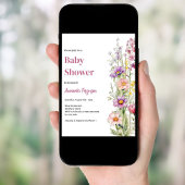 フローラピンクパープルガール赤ちゃんシャワー 招待状