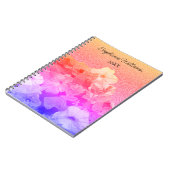 フローラピンクパープルキラキラ名前をカスタムするグラデーションかわいい ノートブック (左側)