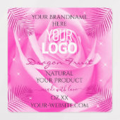 フローラピンクパープルティール（緑がかった色）バラ製品ラベルのロゴ ラベル (デザイン1)