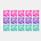 フローラピンクパープルティール（緑がかった色）バラ製品ラベルのロゴ ラベル (シート)