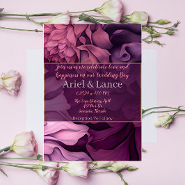 フローラピンクパープルボタニカル結婚式招待状 招待状