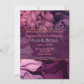フローラピンクパープルボタニカル結婚式招待状 招待状 (正面)