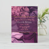 フローラピンクパープルボタニカル結婚式招待状 招待状 (スタンド正面)