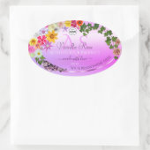 フローラピンクパープル製品ラベルモノグラムとロゴ 楕円形シール (バッグ)