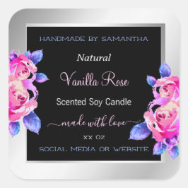 フローラピンクパープル銀製品の包装ラベル スクエアシール