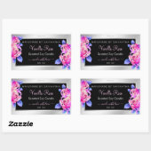 フローラピンクパープル銀製品の包装ラベル 長方形シール (シート)