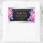 フローラピンクパープル銀製品の包装ラベル 長方形シール (バッグ)