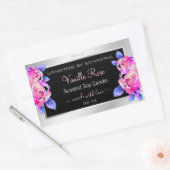 フローラピンクパープル銀製品の包装ラベル 長方形シール (封筒)
