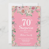 フローラピンクピニーズサプライズ70th誕生日 招待状 (正面)