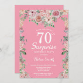 フローラピンクピニーズサプライズ70th誕生日 招待状 (正面/裏面)