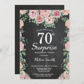 フローラピンクピニーズサプライズ70th誕生日 招待状 (正面/裏面)