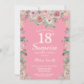 フローラピンクピニーズ18thサプライズ誕生日 招待状 (正面)