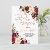 フローラピンクピーオンブルゴーニュ16誕生日 招待状 (スタンド正面)