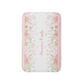 フローラピンクピーチワイルドフラワーファミリー名 バスマット (正面縦)