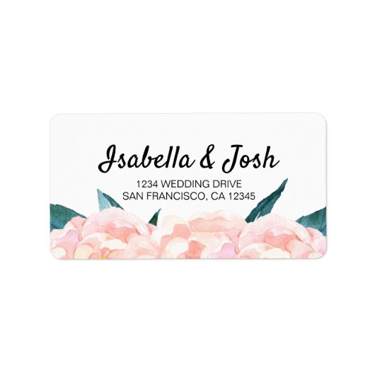 フローラピンクピーチ牡丹差出人住所ラベル ラベル (正面)