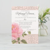 フローラピンクピーニクラシックーフォーマルリハーサルディナー 招待状 (スタンド正面)