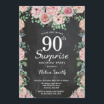 フローラピンクピーニーズサプライズ90誕生日 招待状<br><div class="desc">フローラピンク牡丹サプライズ90th誕生日招待状for Women.水彩フローラ花。ピンクエレガントのバラと牡丹の花。大人誕生日。黒板の背景。白黒.第15回16回18回20回21回30回50回70回80回90回100回Any Ages.さらにカスタマイクリックズを行う場合はカスタマイズ、「IT」ボタンをクリックし、このテンプレートを変更するために当社のデザインツールを使用する。</div>