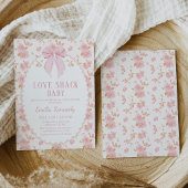 フローラピンクファンシーラブシャックベビーベビーシャワー 招待状