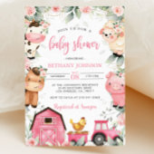 フローラピンクファーム動物赤ちゃんシャワー招待状 招待状