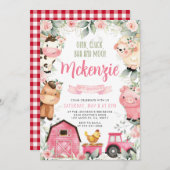 フローラピンクファーム誕生日パーティーの招待 招待状 (正面/裏面)