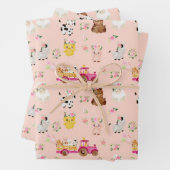 フローラピンクファーム/納屋周囲の庭子供ギフトラップ ラッピングペーパーシート (インサイチュ)