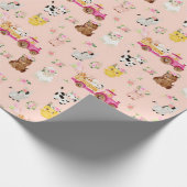 フローラピンクファーム/納屋周囲の庭子供ギフトラップ ラッピングペーパー (角)