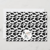 フローラピンクフォトブラック牛プリント1st誕生日 招待状 (裏面)