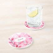 フローラピンクフュージョン水色モノグラムの コースター (側面)