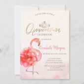 フローラピンクフラミンゴス金ゴールドティアラキンセアニラ 招待状 (正面)