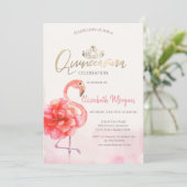 フローラピンクフラミンゴス金ゴールドティアラキンセアニラ 招待状 (スタンド正面)