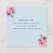 フローラピンクフラワーシンプルズ青シック スクエア名刺 (裏面)