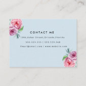 フローラピンクフラワーズブルーパステルシック 名刺 (裏面)