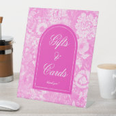 フローラピンクブライダルシャワーギフトとカード 台座サイン (インサイチュ)