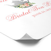 フローラピンクブライダルシャワーティーパーティーシルバーウェルカム ポスター (角)