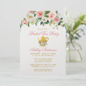 フローラピンクブライダルシャワーティーパーティー招待状金ゴールドT 招待状 (スタンド正面)