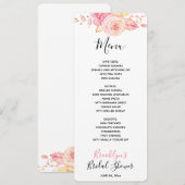 フローラピンクブライダルシャワーメニューカード メニュー (正面/裏面)