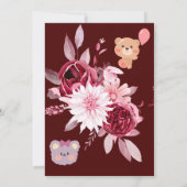 フローラピンクブルゴーニュ水彩少女ベビーシャワー  招待状 (裏面)