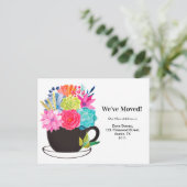 フローラピンクブルーグリーン新住所のお知らせ ポストカード (スタンド正面)