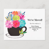 フローラピンクブルーグリーン新住所のお知らせ ポストカード (正面)