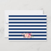 フローラピンクブルーストライプズ結婚式RSVPご飯 出欠カード (裏面)