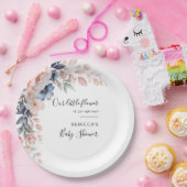 フローラピンクブルー花水彩赤ちゃんシャワー ペーパープレート (パーティー)