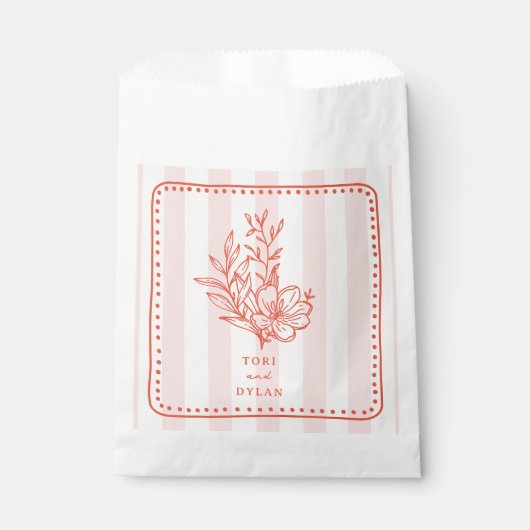 フローラピンクブーケストライプー結婚ズ フェイバーバッグ (正面)