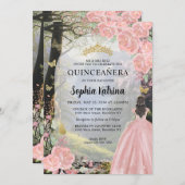 フローラピンクプリンセスフォレスト誕生日キンセアニェラ 招待状 (正面/裏面)