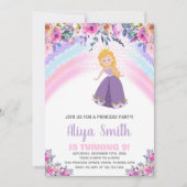 フローラピンクプリンセス誕生日招待状 招待状 (正面)