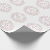 フローラピンクベビーエンジェルクロスバプテスマ ラッピングペーパー (角)