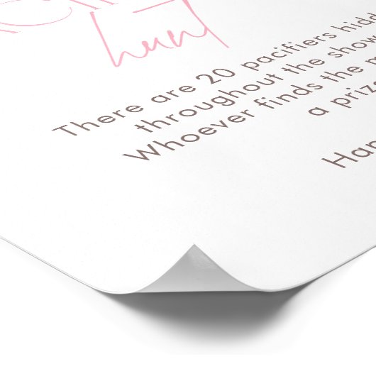 フローラピンクベビーシャワーゲームおしゃぶり狩り ポスター (角)