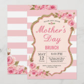 フローラピンクペニーズマザーズデイブランチ招待状 招待状 (正面/裏面)