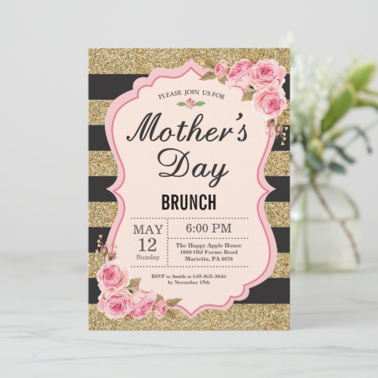 フローラピンクペニーズマザーズデイブランチ招待状 招待状 (スタンド正面)