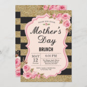 フローラピンクペニーズマザーズデイブランチ招待状 招待状 (正面/裏面)