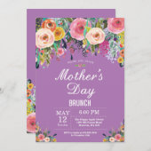 フローラピンクペニーズマザーズデイブランチ招待状 招待状 (正面/裏面)